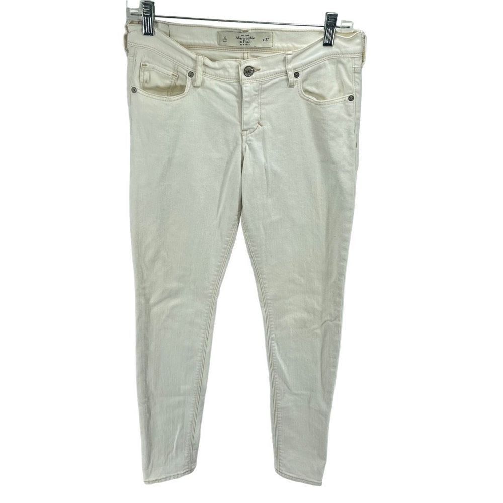 Abercrombie & Fitch Womens Skinny Jeans Cotton Stretch Cream Size 4 / 27 - Picture 9 of 9